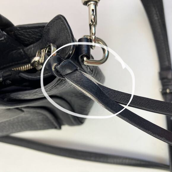 COACH Black Leather Bleecker Mini Riley Carryall Purse Crossbody Light Flaws OS - Picture 10 of 16